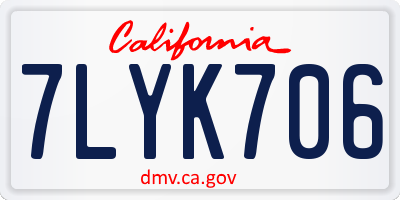 CA license plate 7LYK706