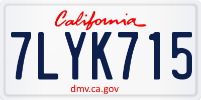 CA license plate 7LYK715