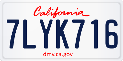 CA license plate 7LYK716