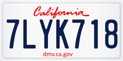 CA license plate 7LYK718