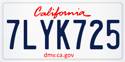 CA license plate 7LYK725