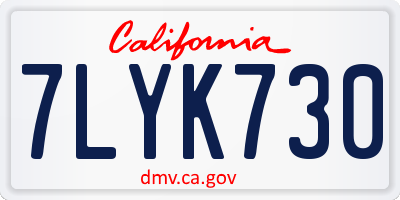CA license plate 7LYK730