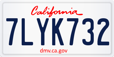 CA license plate 7LYK732