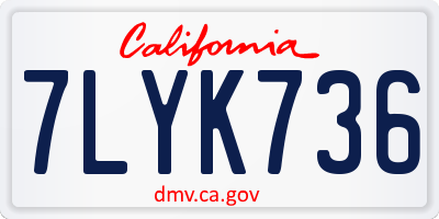 CA license plate 7LYK736