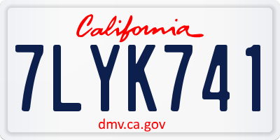 CA license plate 7LYK741