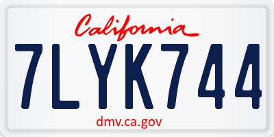 CA license plate 7LYK744