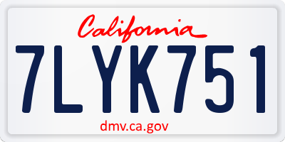 CA license plate 7LYK751