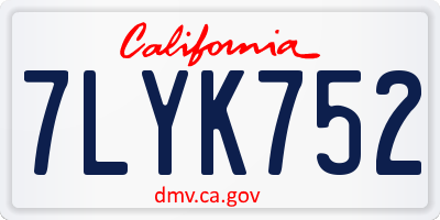 CA license plate 7LYK752