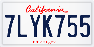 CA license plate 7LYK755
