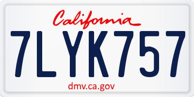 CA license plate 7LYK757