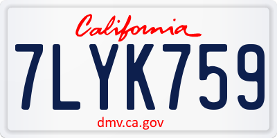 CA license plate 7LYK759