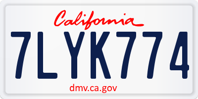 CA license plate 7LYK774