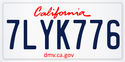 CA license plate 7LYK776
