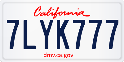 CA license plate 7LYK777
