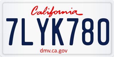 CA license plate 7LYK780