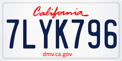 CA license plate 7LYK796