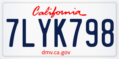 CA license plate 7LYK798
