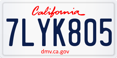 CA license plate 7LYK805