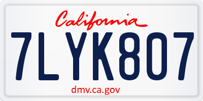 CA license plate 7LYK807