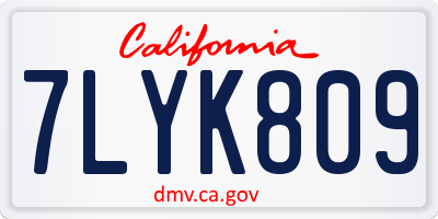 CA license plate 7LYK809