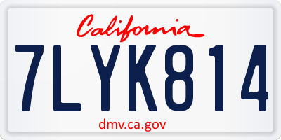 CA license plate 7LYK814