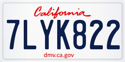 CA license plate 7LYK822