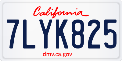 CA license plate 7LYK825