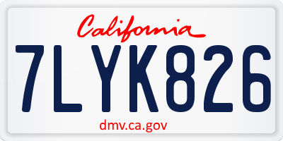 CA license plate 7LYK826
