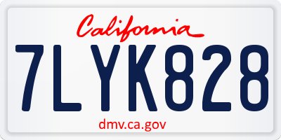 CA license plate 7LYK828