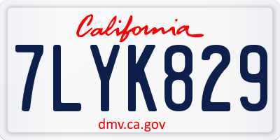 CA license plate 7LYK829
