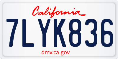 CA license plate 7LYK836