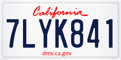 CA license plate 7LYK841