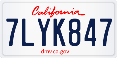 CA license plate 7LYK847
