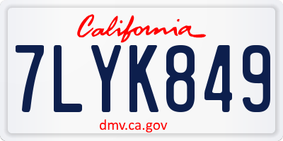 CA license plate 7LYK849