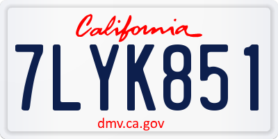 CA license plate 7LYK851