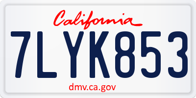CA license plate 7LYK853