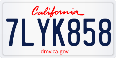 CA license plate 7LYK858