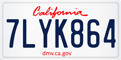 CA license plate 7LYK864