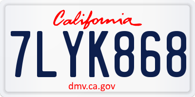 CA license plate 7LYK868