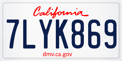 CA license plate 7LYK869