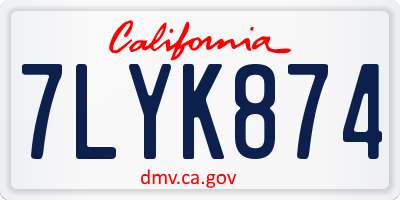 CA license plate 7LYK874