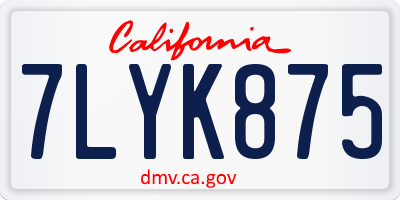CA license plate 7LYK875