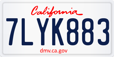 CA license plate 7LYK883