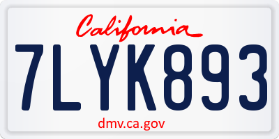 CA license plate 7LYK893