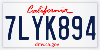 CA license plate 7LYK894