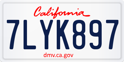 CA license plate 7LYK897