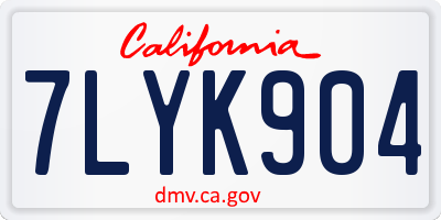 CA license plate 7LYK904