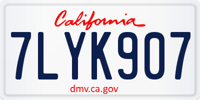 CA license plate 7LYK907