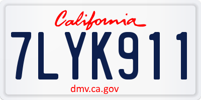 CA license plate 7LYK911