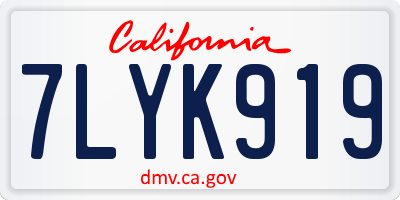 CA license plate 7LYK919